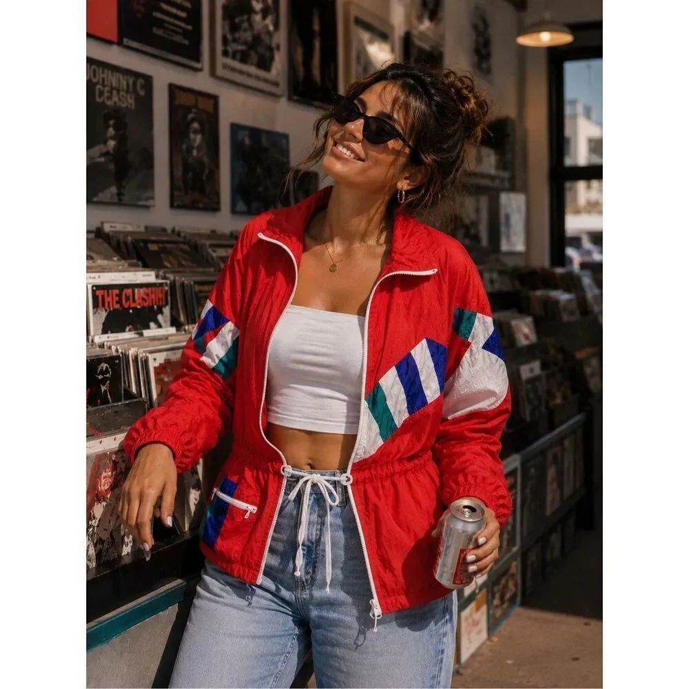 Vintage Duffel Sportswear Retro Zip Windbreaker Jacket Women’s Medium